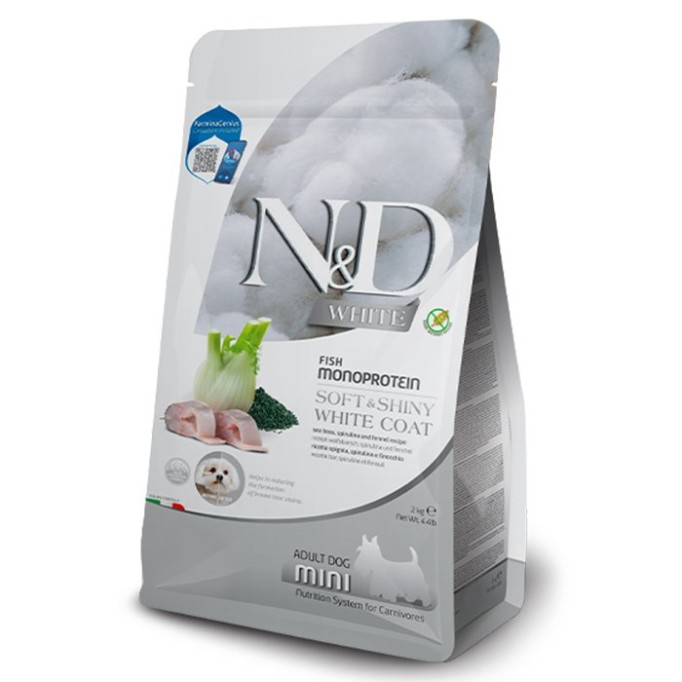 Farmina N&D Grain Free White Adult Mini беззерновий сухий корм для собак з білою шерстю з сибасом, спіруліною та фенхелем 5 кг