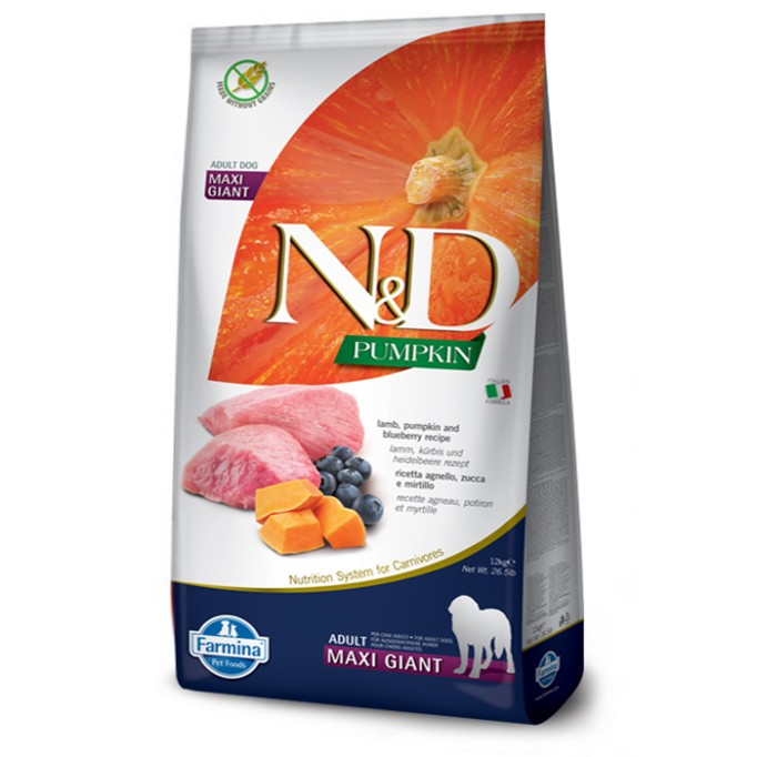 Farmina N&D Gгain Free Pumpkin Adult Giant Maxi Lamb & Blueberry беззерновий корм для собак великих і гігантських порід з ягням та чорницею 12 кг