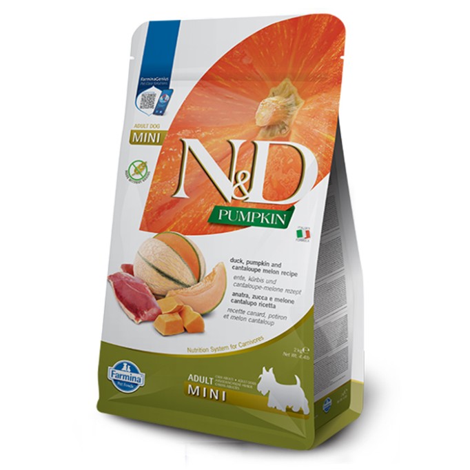 Farmina N&D Pumpkin Duck & Cantaloupe Adult Mini беззерновий сухий корм з качкою, гарбузом і мускатною динею для дорослих собак дрібних порід 2 кг
