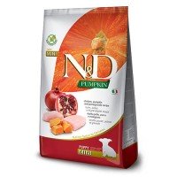 Farmina N&D Pumpkin GF Dog Chicken & Pomegranate Puppy Mini Беззерновий сухий корм з куркою, гарбузом та гранатом для цуценят дрібних порід 800 г