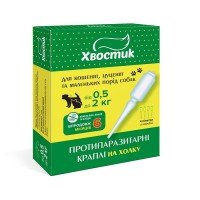 Хвостик ТМ протипаразитарні краплі на холку для котів і собак вагою від 0.5 до 2 кг Упак.(4 піпетки)