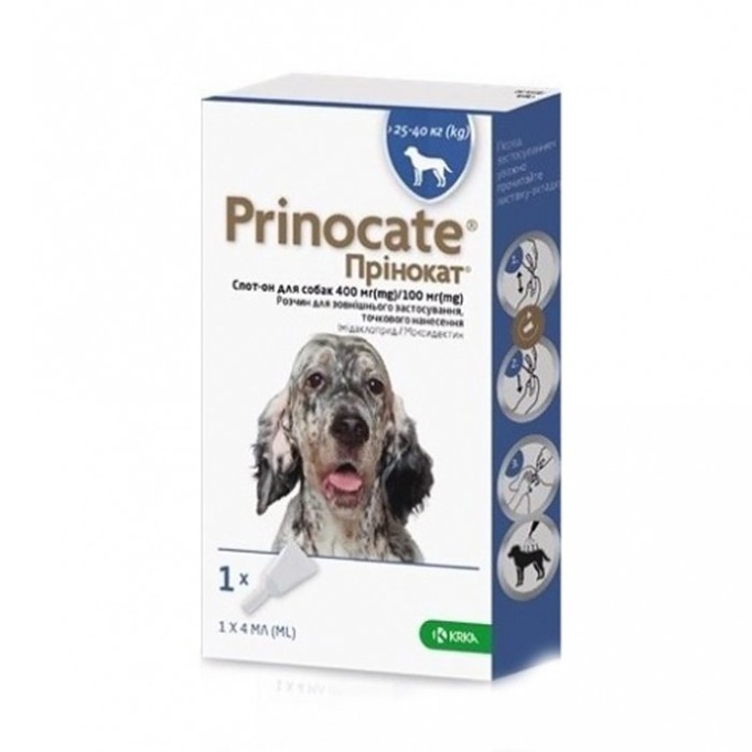 Prinocate (Принокат) краплі на холку від бліх, кліщів та гельмінтів для собак 25-40 кг 3 шт