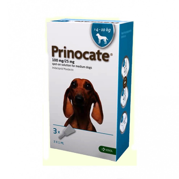 Prinocate (Принокат) краплі на холку від бліх, кліщів та гельмінтів для собак 4 -10 кг 1 піпетка