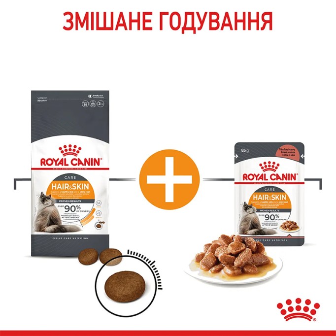 Royal Canin Hair & Skin Care Gravi Вологий корм для здоров'я шкіри та краси шерсті дорослих котів (шматочки у соусі) 85г 12шт