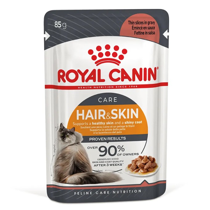 Royal Canin Hair & Skin Care Gravi Вологий корм для здоров'я шкіри та краси шерсті дорослих котів (шматочки у соусі) 85г 12шт