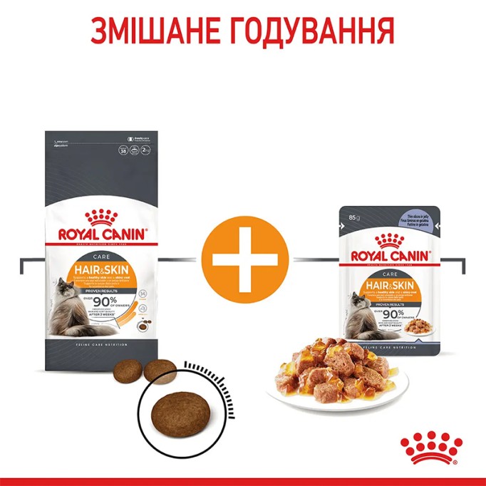 Royal Canin Hair & Skin Care Jelly Вологий корм для здоров'я шкіри та краси шерсті дорослих котів (шматочки в желе) 85г 12шт