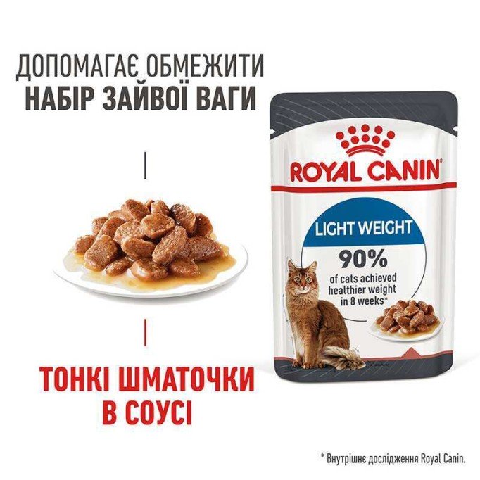 Royal Canin Light Weight Care Gravi Вологий корм для дорослих котів схильних до зайвої ваги (шматочки у соусі) 85г 12шт