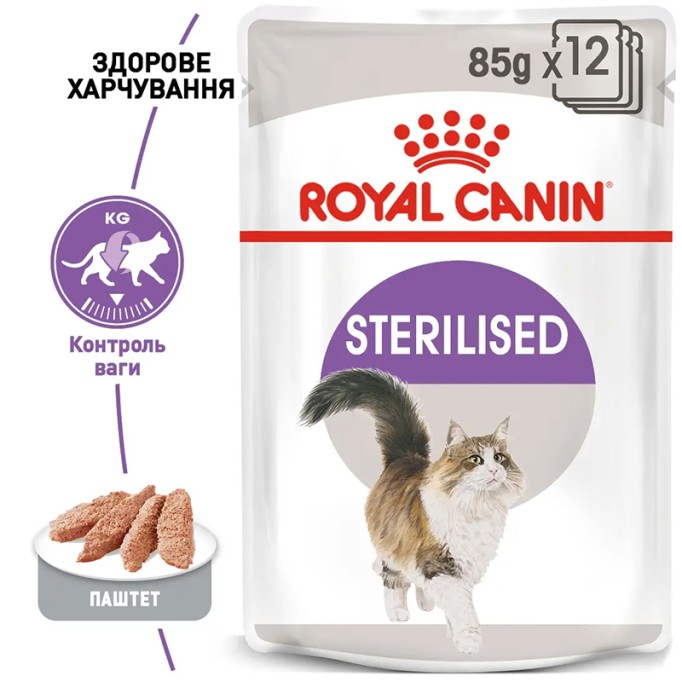 Royal Canin Sterilised Loaf Вологий корм для дорослих стерилізованих котів (паштет) 85 г 12 шт