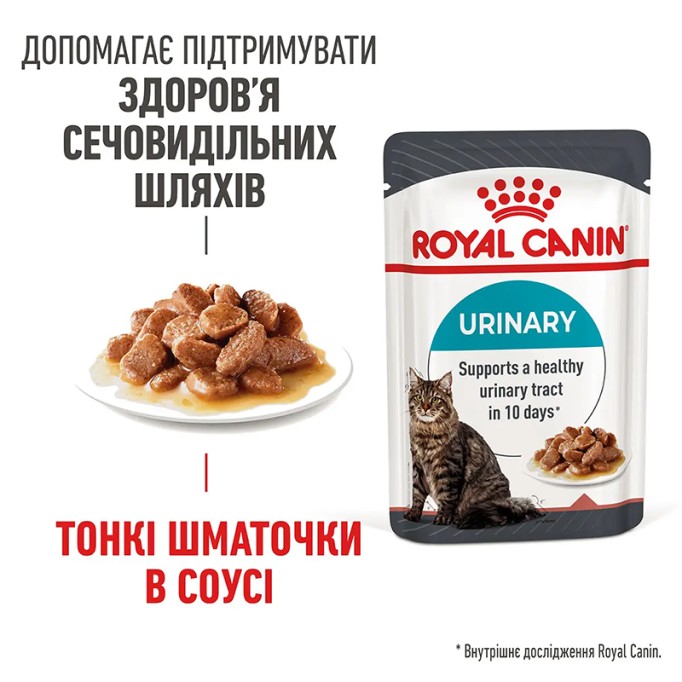 Royal Canin Urinary Care Gravi Вологий корм для підтримання здоров’я сечовивідних шляхів дорослих котів (шматочки у соусі) 85 г 12 шт