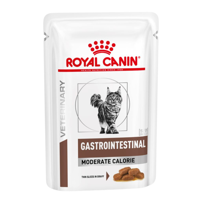 Royal Canin Gastrointestinal Moderate Calorie Feline Дієтичний вологий корм для дорослих котів при порушенні травлення та панкреатиті (в соусі) 85г 12шт