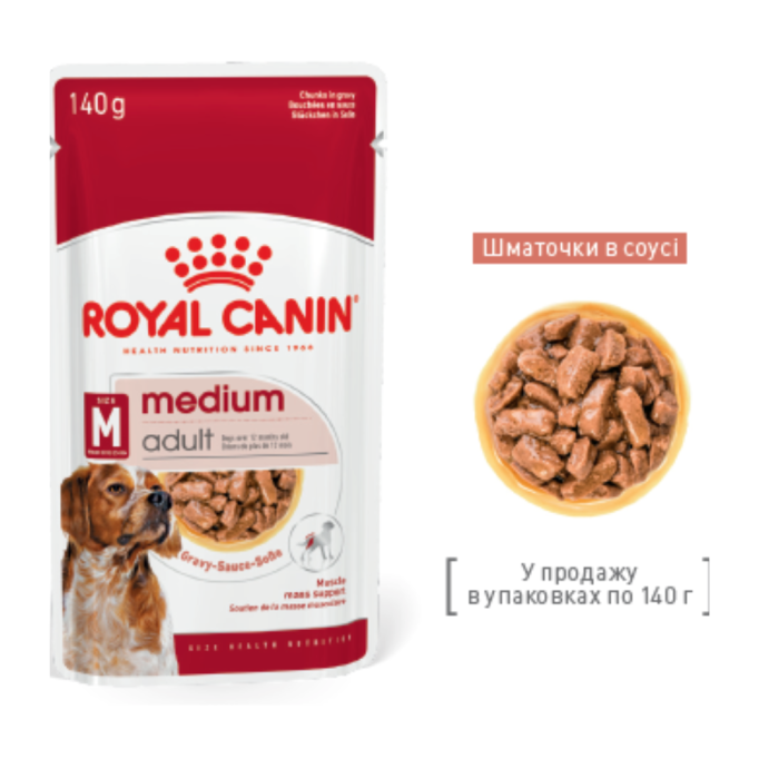 Royal Canin Medium Adult Вологий корм для дорослих собак середніх порід (в соусі) 140г 10шт