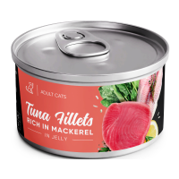 Savory Tuna Fillets rich in Mackerel in Jelly for Adult Cats Вологий корм з філе тунця та макреллю для дорослих котів (в желе) 70г