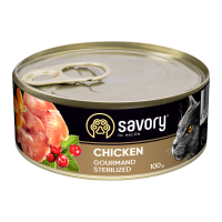 Savory Cat Can Adult Sterilised Chicken Вологий корм з куркою для дорослих стерилізованих котів (паштет) 100г