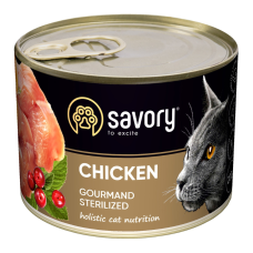 Savory Cat Can Adult Sterilised Chicken Вологий корм з куркою для дорослих стерилізованих котів (паштет) 200г
