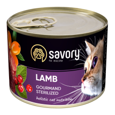 Savory Cat Can Adult Sterilised Lamb Вологий корм з ягням для дорослих стерилізованих котів (паштет) 200г