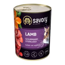 Savory Cat Can Adult Sterilised Lamb Вологий корм з ягням для дорослих стерилізованих котів (паштет) 400г