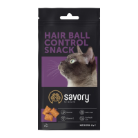 Savory Snack Hair Ball Control Хрумкі подушечки для виведення шерсті зі шлунка у дорослих котів 60г