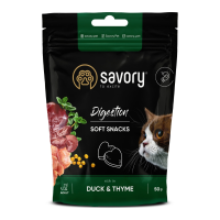 Savory Digestion Soft Snack Duck & Thyme М'які ласощі з качкою та чебрецем для дорослих котів для покращення травлення 50г