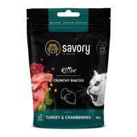 Savory Kitten Хрусткі подушечки з індичкою та журавлиною для здорового росту кошенят 50г