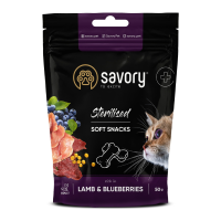 Savory Sterilised М’які ласощі з ягням та чорницею для дорослих стерилізованих котів 50г