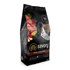 Savory Adult Cat Sensitive Digestion Fresh Lamb & Turkey Сухий корм для дорослих котів з чутливим травленням зі свіжим м’ясом ягняти та індички 2кг