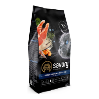 Savory Adult Cat Gourmand Fresh Salmon & White Fish Сухий корм зі свіжим лососем і білою рибою для дорослих довгошерстих котів 2кг