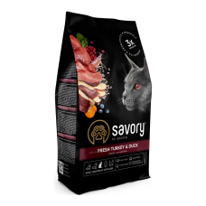 Savory Adult Cat Steril Fresh Turkey and Duck Сухий корм для дорослих стерилізованих котів зі свіжим м’ясом індички та качки 400г