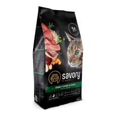 Savory Adult Cat Gourmand Fresh Turkey & Duck Сухий корм для дорослих котів зі свіжим м'ясом індички та качки 2кг