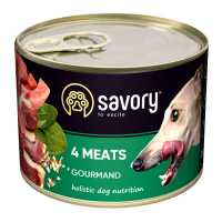 Savory Dog Gourmand 4 meats Вологий корм з чотирма видами м'яса для дорослих собак усіх порід (паштет) 200г