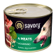Savory Dog Gourmand 4 meats Вологий корм з чотирма видами м'яса для дорослих собак усіх порід (паштет) 200г