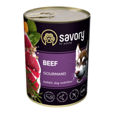 Savory Dog Gourmand Beef Вологий корм з яловичиною для дорослих собак усіх порід (паштет) 400г