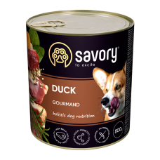 Savory Dog Gourmand Duck Вологий корм з качкою для дорослих собак усіх порід (паштет) 800г