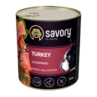 Savory Dog Gourmand Turkey Вологий корм з індичкою для дорослих собак усіх порід (паштет) 800г