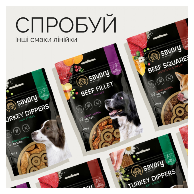 Savory Monoprotein Squares Fresh Breathe rich in Poultry Монопротеїнові ласощі з м’ясом птиці для дорослих собак для здорового подиху 100г