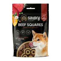 Savory Monoprotein Squares Digestion Support rich in Beef Монопротеїнові ласощі з яловичиною для дорослих собак для підтримки травлення 100г