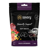 Savory Immunity Duck and Rosehip М’які ласощі для дорослих собак з качкою та шипшиною для зміцнення імунітету 200г