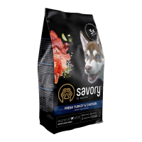 Savory Junior Large rich in Fresh Turkey & Chicken Сухий корм зі свіжим м’ясом індички та курки для молодих собак великих порід 3кг