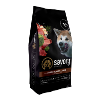 Savory Large Breeds rich in Fresh Turkey & Lamb Сухий корм зі свіжим ягням та індичкою для дорослих собак великих порід 12кг