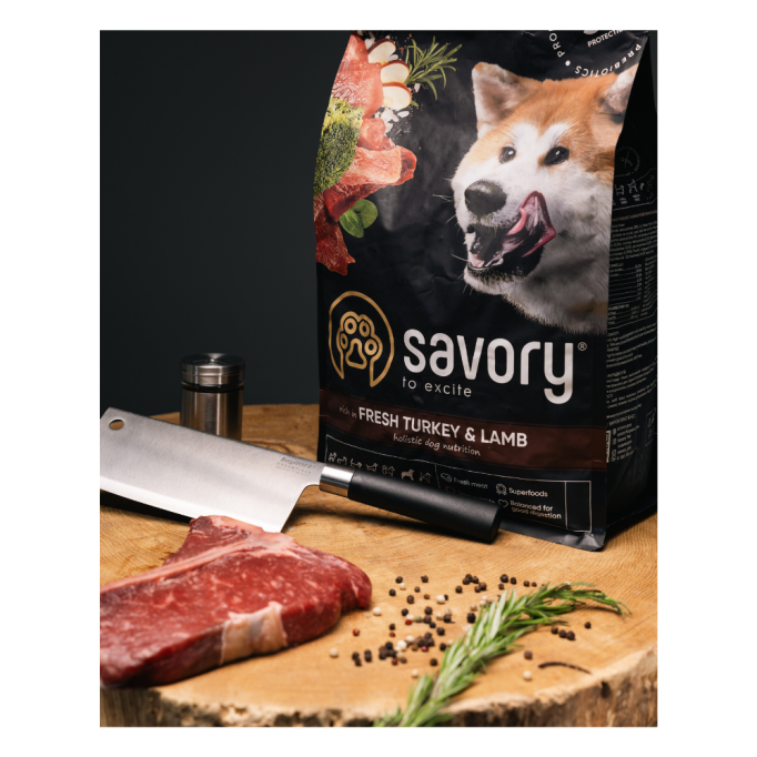 Savory Large Breeds rich in Fresh Turkey & Lamb Сухий корм зі свіжим ягням та індичкою для дорослих собак великих порід 12кг