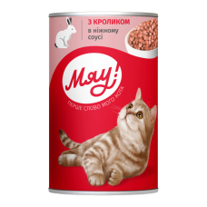 Мяу Вологий корм з кроликом для дорослих котів (в соусі) 415г
