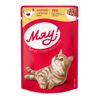 Мяу Вологий корм з куркою для дорослих котів (в соусі) 85г 24шт