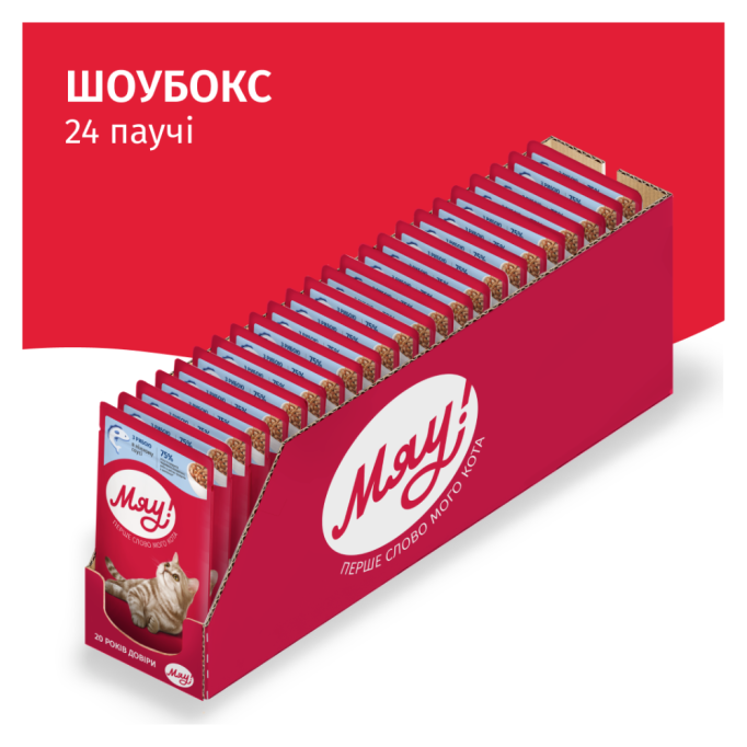 Мяу Вологий корм з рибою для дорослих котів (в соусі) 85г 24шт