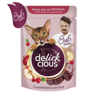 Delickcious печінка, яблука, журавлина Вологий корм додатковий для дорослих котів (в соусі) 85г 12шт