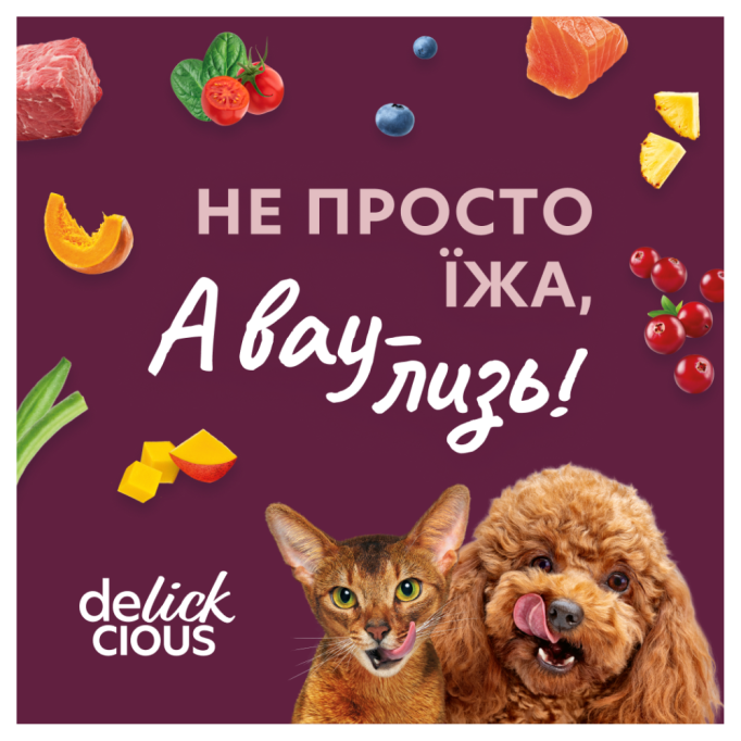 Delickcious Смужки з качкою та гарбузом в крем супі Вологий корм для дорослих котів 85г 12шт