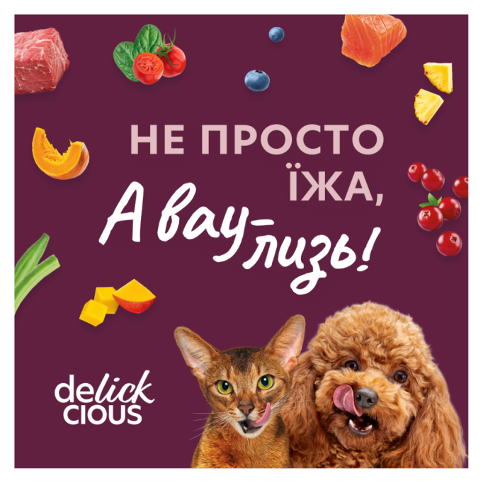 Delickcious Смужки з індичкою та сиром в крем супі Вологий корм для дорослих собак 85г 12шт