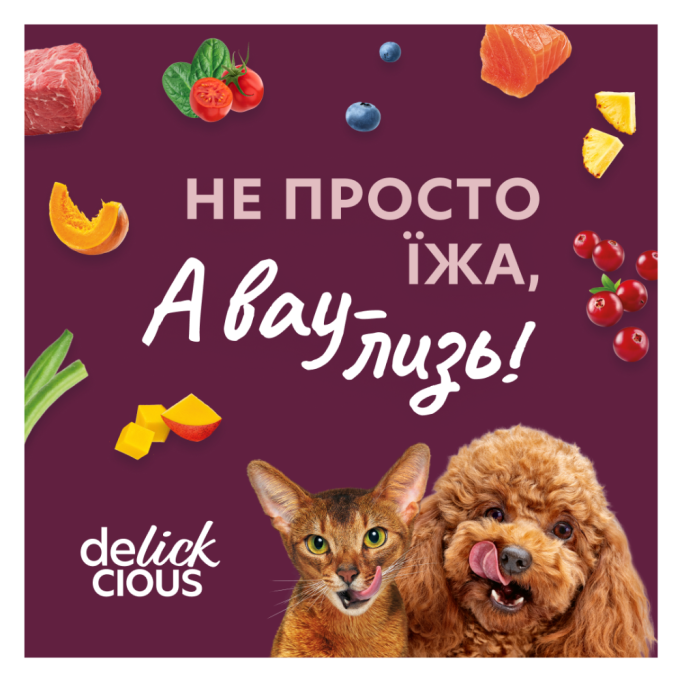 Delickcious Сушені снеки з яловичиною і гарбузом для дорослих собак 80г