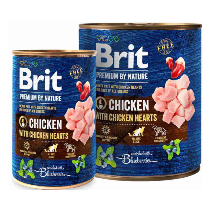 Brit Premium by Nature Chicken & Hearts Вологий корм для дорослих собак з куркою та курячим серцем (паштет) 800г
