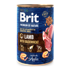 Brit Premium by Nature Lamb & Buckwheat Sensitive Вологий корм для дорослих собак з ягням та гречкою (паштет) 400г