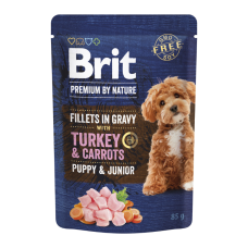 Brit Premium Fillets in Gravy Turkey & Carrots Puppy Вологий корм з філе індички і морквою для цуценят малих порід (в соусі) 85г 24шт