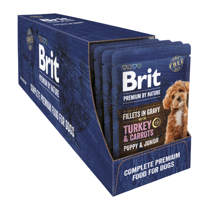 Brit Premium Fillets in Gravy Turkey & Carrots Puppy Вологий корм з філе індички і морквою для цуценят малих порід (в соусі) 85г 24шт